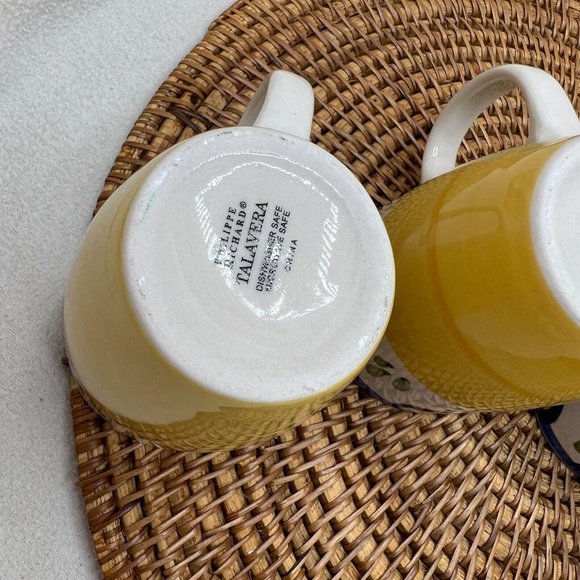 Set of 4 TALAVERA by Philippe Richard Coffee Mug Cup Yellow Blue Floral Vintage - Picture 9 of 9